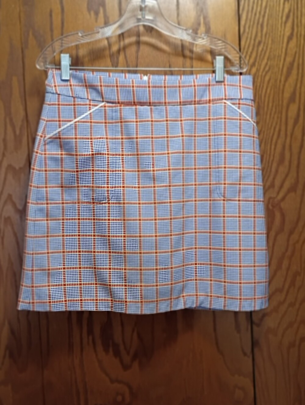 Peter Millar Blue and Orange Plaid Mini Skort with Shorts Underneath